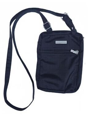 Baggallini Black Nylon Crossbody Travel Bag/Organizer Multi Pocket Lightweight